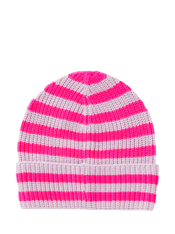 Benetton Kids' Striped Knit Beanie Hat, Violet - view 2, Violet