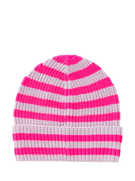 Benetton Kids' Striped Knit Beanie Hat, Violet - view 2, Violet
