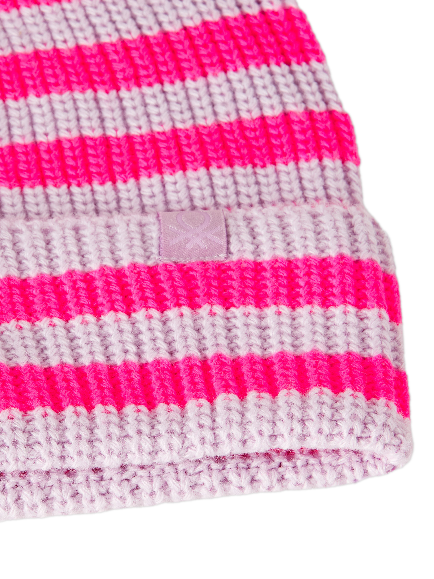 Product image 3 of 3, which shows Benetton Kids' Striped Knit Beanie Hat, Violet, One Size