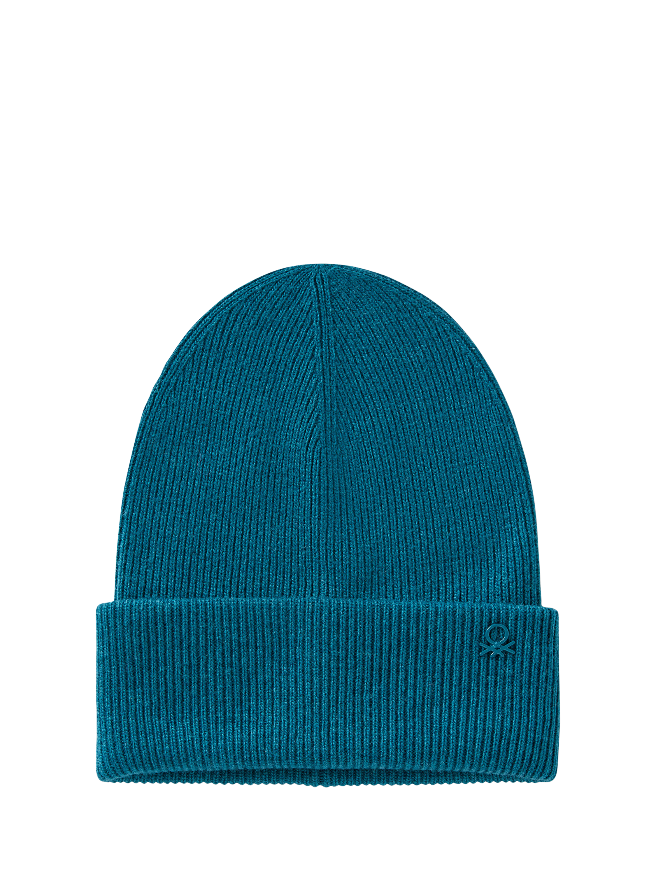 Product image 1 of 3, which shows Benetton Kids' Wool Blend Ribbed Knit Beanie Hat, Blue, One Size