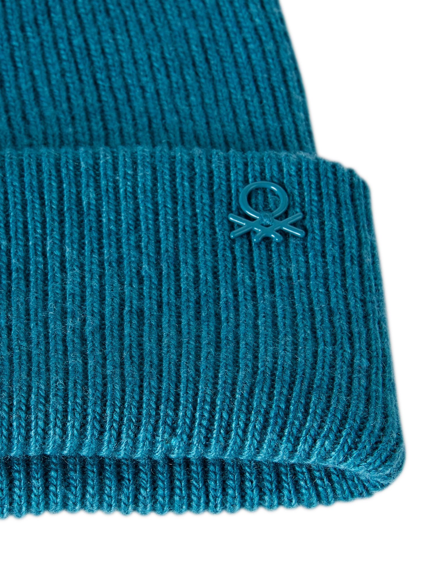 Product image 3 of 3, which shows Benetton Kids' Wool Blend Ribbed Knit Beanie Hat, Blue, One Size