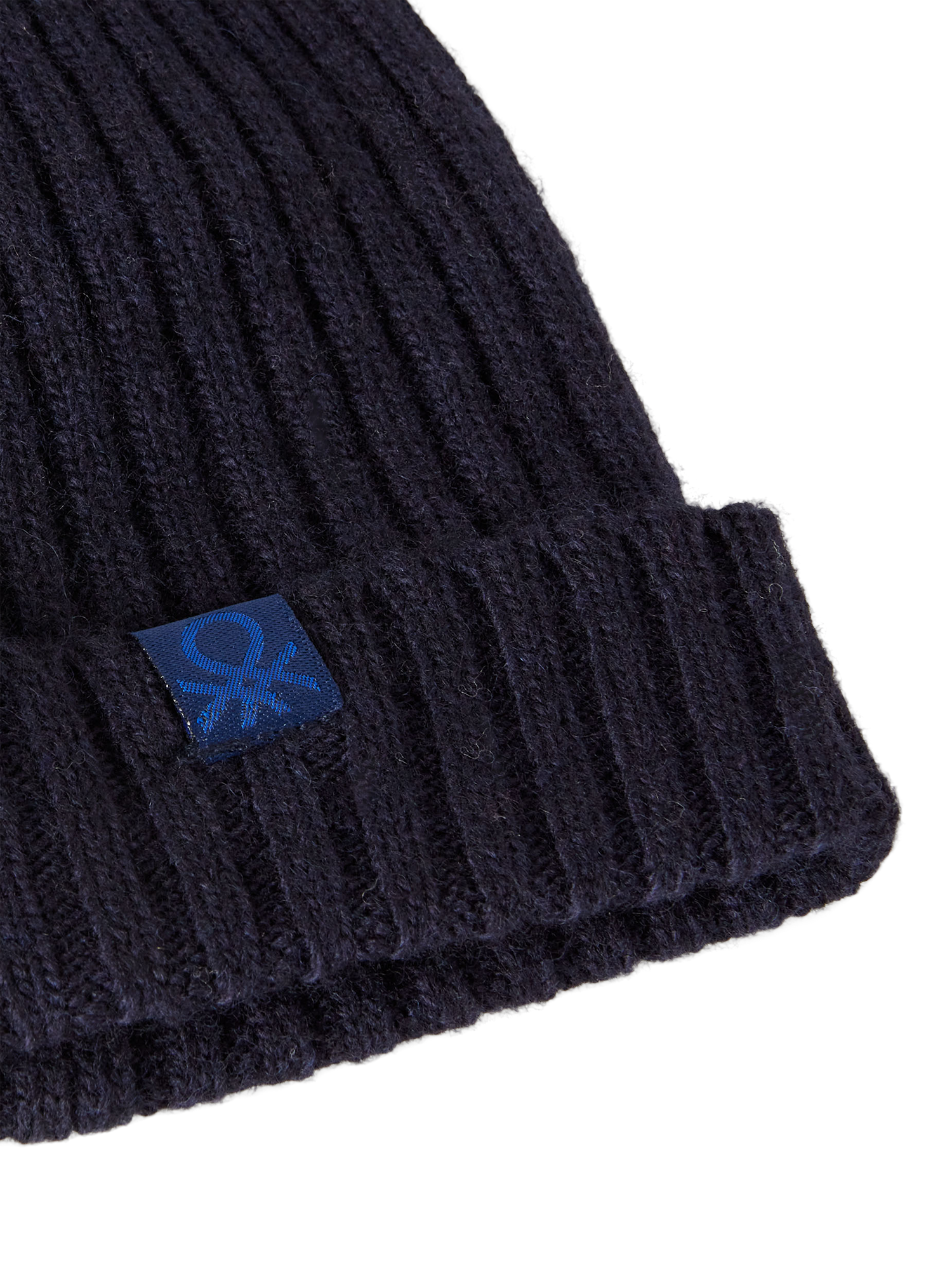 Product image 3 of 3, which shows Benetton Kids' Wool Blend Ribbed Knit Beanie Hat, Blue, 3-4 years