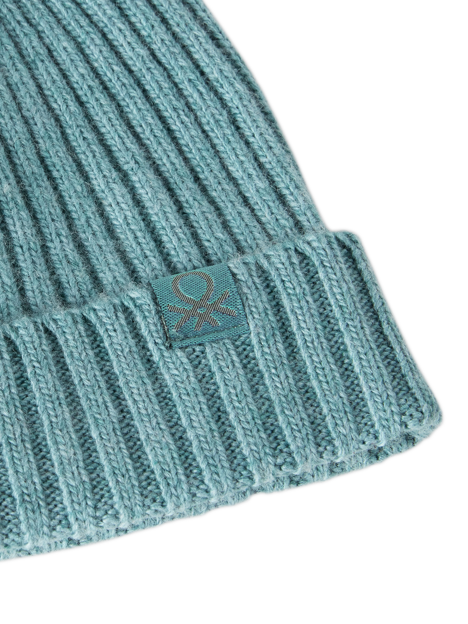 Product image 3 of 3, which shows Benetton Kids' Wool Blend Knitted Beanie Hat, Green, 2-3 years