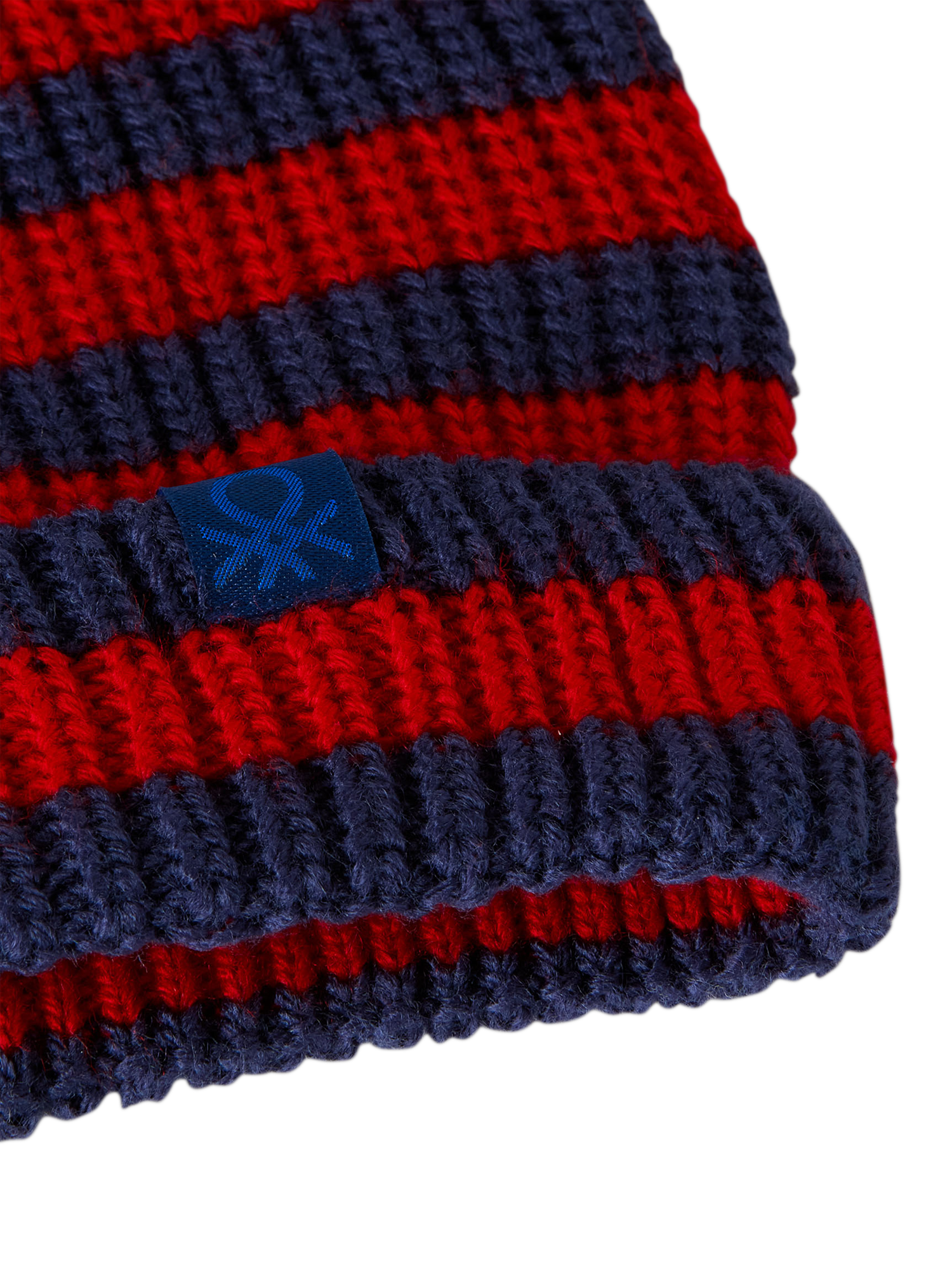 Product image 3 of 3, which shows Benetton Kids' Ribbed Knit Beanie Hat, Blue/Multi, 2-3 years