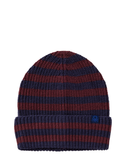 Benetton Kids' Striped Knit Beanie Hat, Blue, Blue