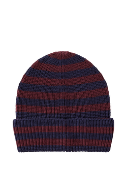 Benetton Kids' Striped Knit Beanie Hat, Blue - view 2, Blue