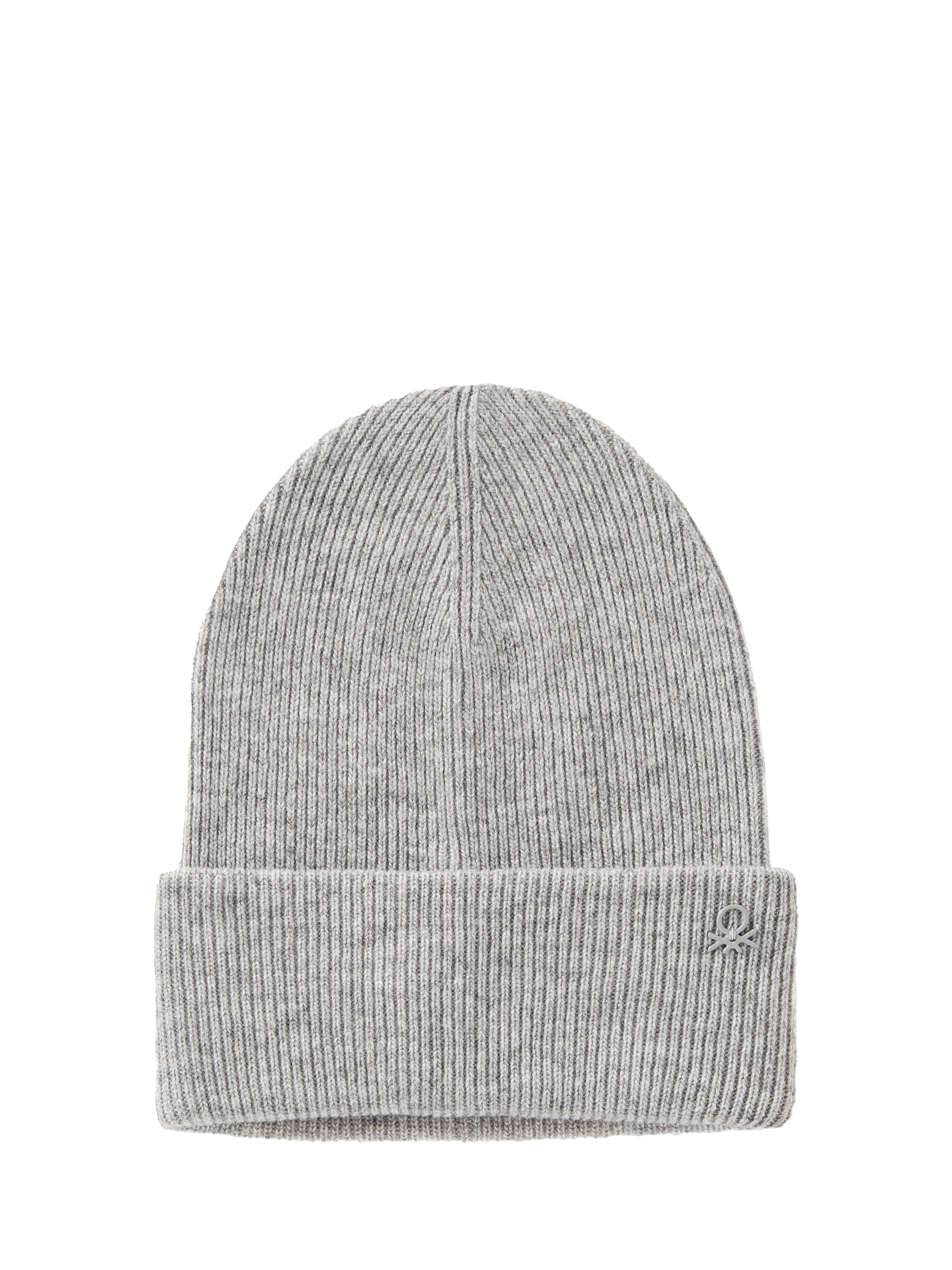Product image 1 of 3, which shows Benetton Kids' Wool Blend Ribbed Knit Beanie Hat, Grey, One Size