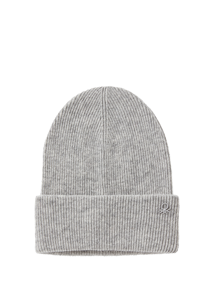 Benetton Kids' Wool Blend Ribbed Knit Beanie Hat, Grey