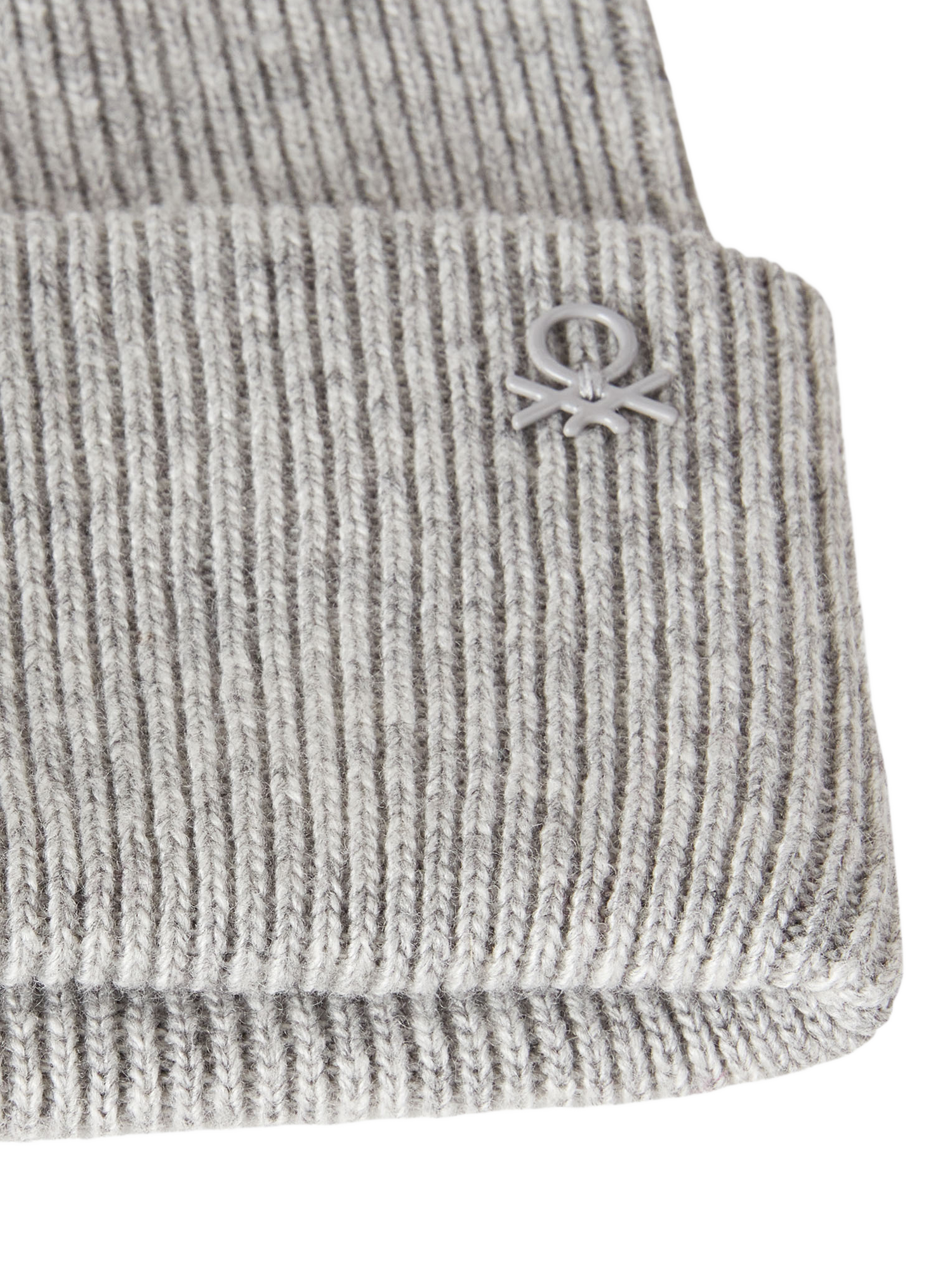 Product image 3 of 3, which shows Benetton Kids' Wool Blend Ribbed Knit Beanie Hat, Grey, One Size