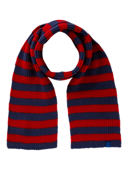 Benetton Kids' Knitted Striped Scarf, Blue/Red, Blue/Red