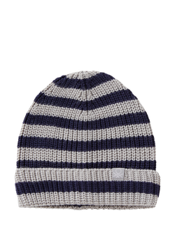 Benetton Kids' Rib Knit Striped Hat, Grey, Grey