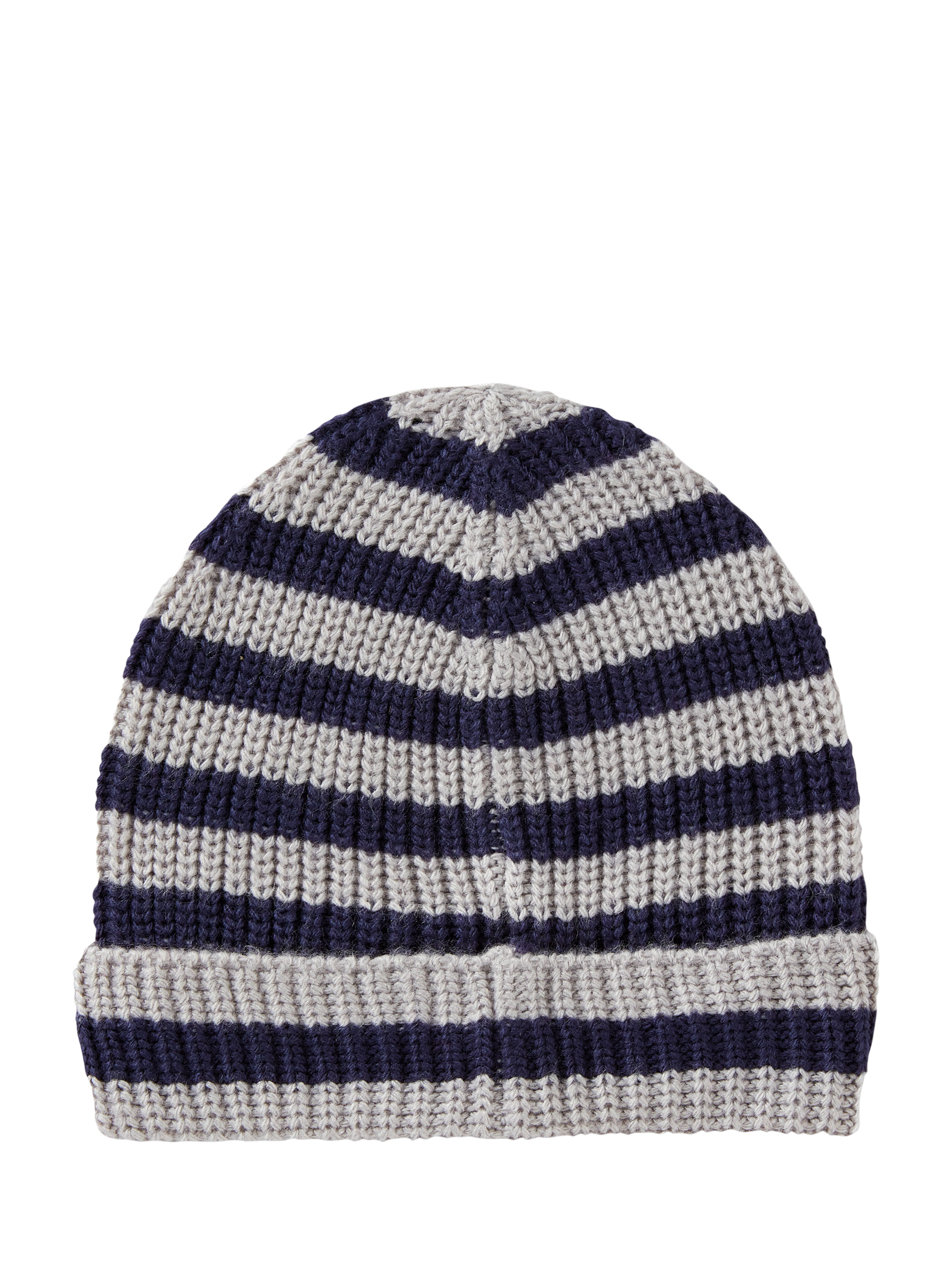 Product image 2 of 3, which shows Benetton Kids' Rib Knit Striped Hat, Grey, 3-4 years
