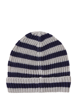 Benetton Kids' Rib Knit Striped Hat, Grey - view 2, Grey