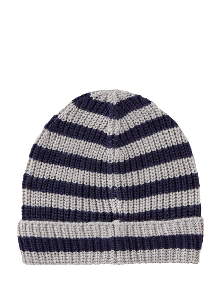 Benetton Kids' Rib Knit Striped Hat, Grey - view 2, Grey