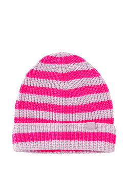 Benetton Kids' Ribbed Knit Beanie Hat, Violet/Multi