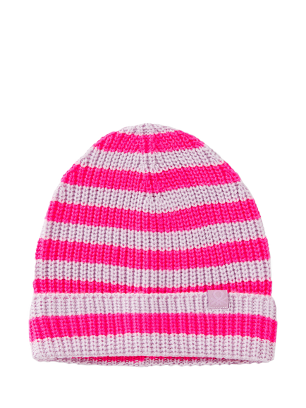 Benetton Kids' Ribbed Knit Beanie Hat, Violet/Multi