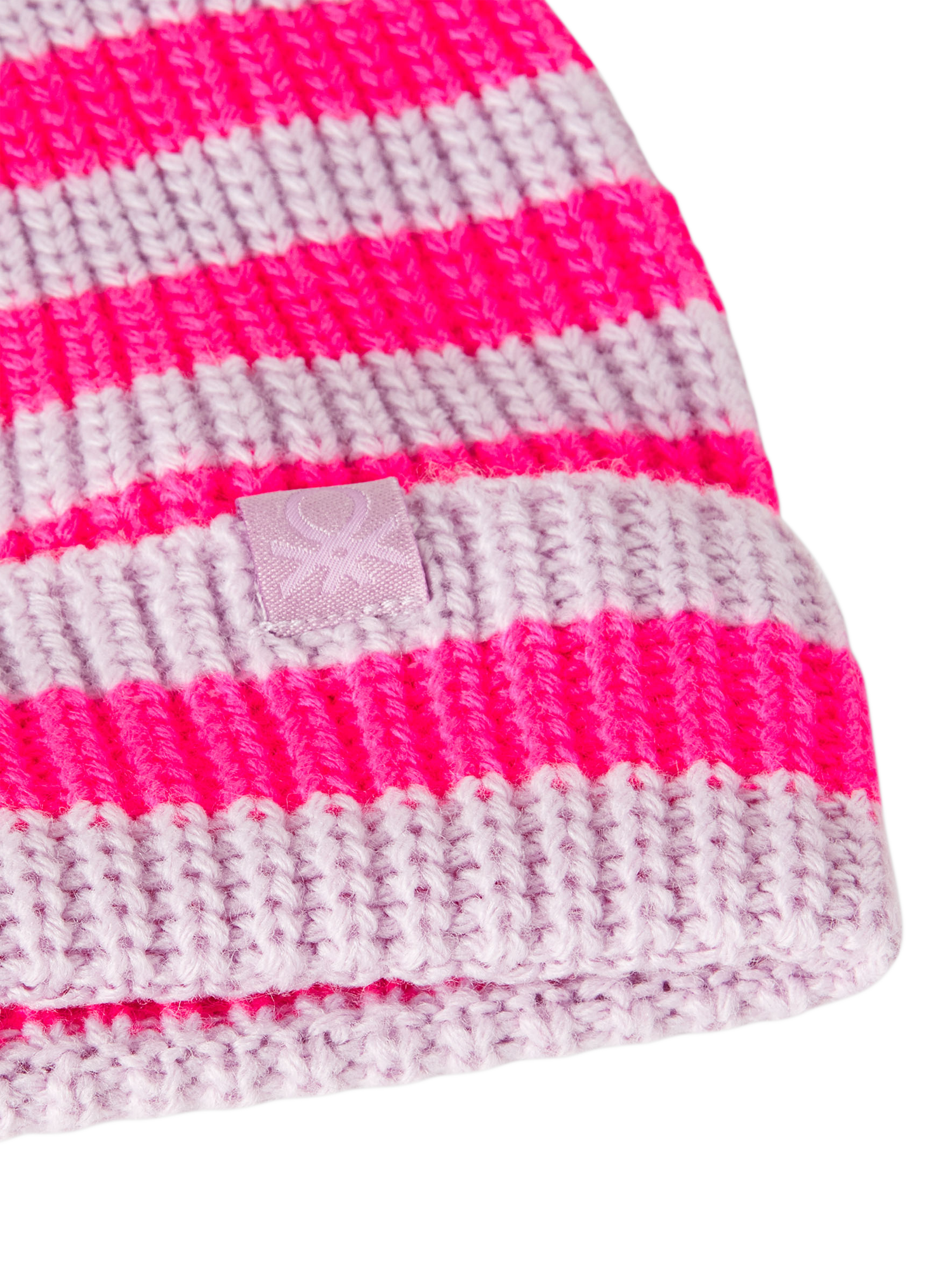 Product image 3 of 3, which shows Benetton Kids' Ribbed Knit Beanie Hat, Violet/Multi, 3-4 years