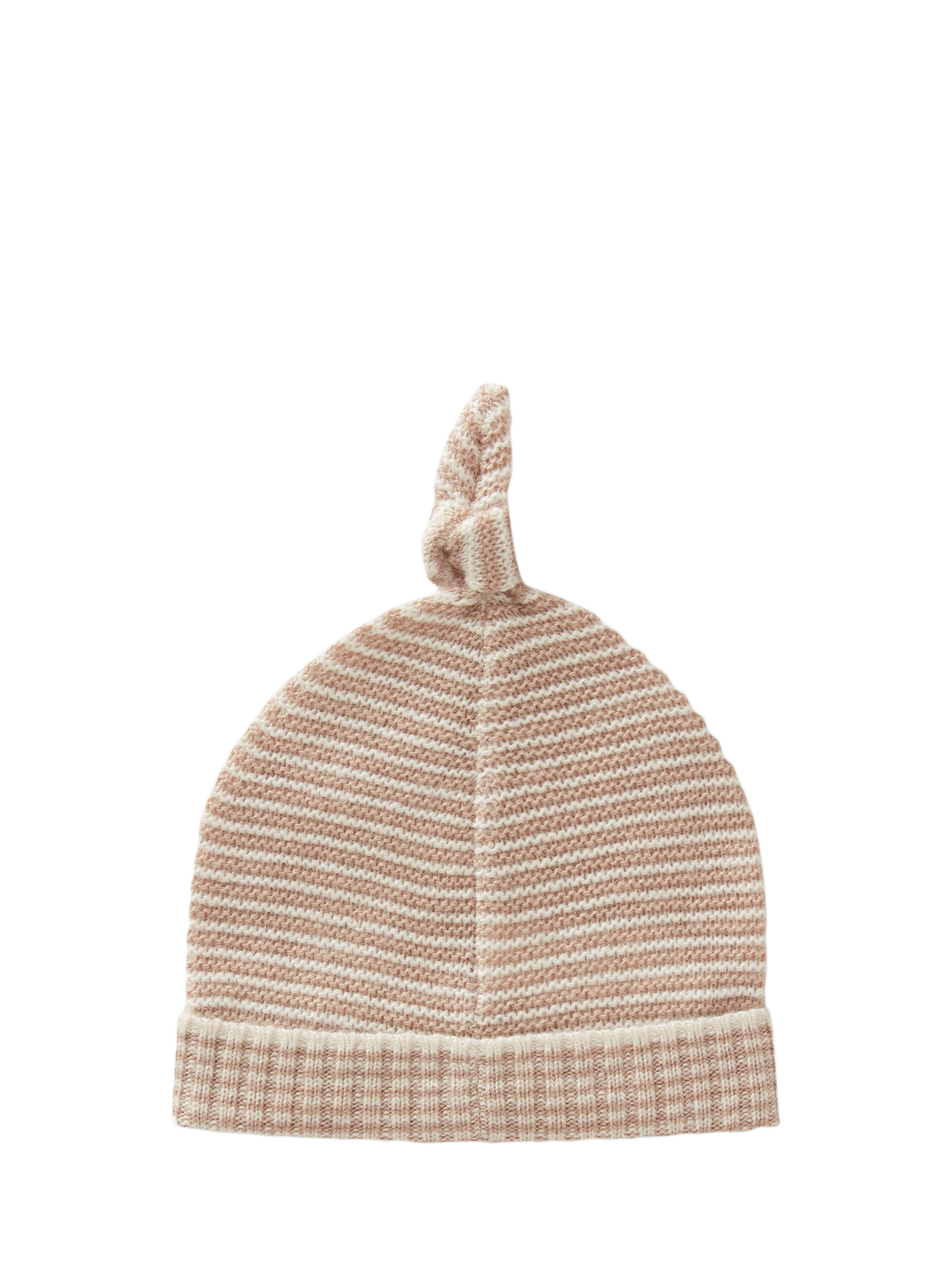 Product image 2 of 3, which shows Benetton Kids' Knitted Striped Beanie Hat, Cream, 9-12 months