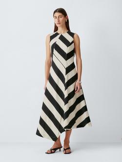John Lewis Bold Stripe Sleeveless Midi Dress, Bold Stripe, Bold Stripe