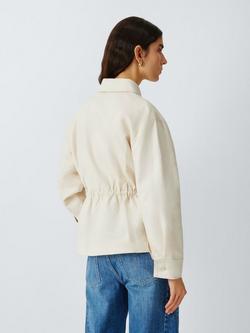 John Lewis Drawcord Waist Cotton Linen Blend Jacket, Off White - view 2, Off White