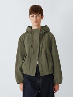 John Lewis Cropped Hooded Tech Jacket, Khaki