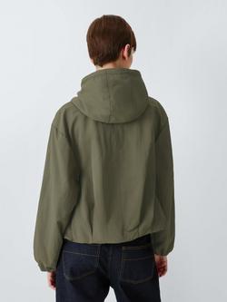 John Lewis Cropped Hooded Tech Jacket - view 2, Khaki