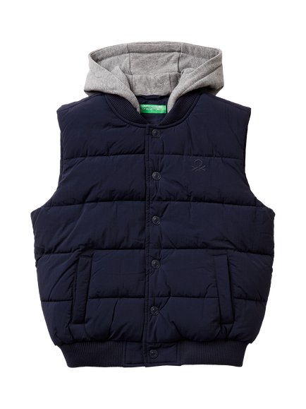Benetton Kids' Hooded Padded Gilet, Blue