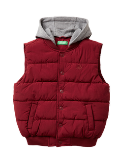 Benetton Kids' Hooded Padded Gilet, Red