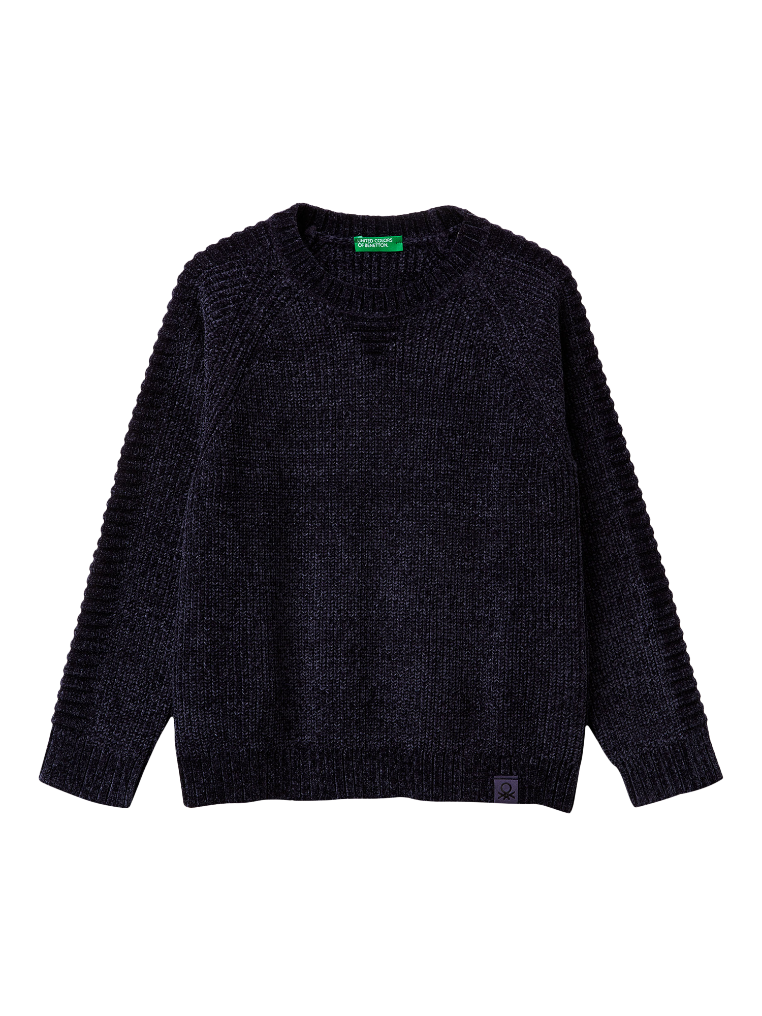 Product image 1 of 3, which shows Benetton Kids' Crew Neck Knitted Sweater, Blue, 6-7 years