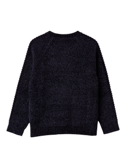 Benetton Kids' Crew Neck Knitted Sweater - view 2, Blue