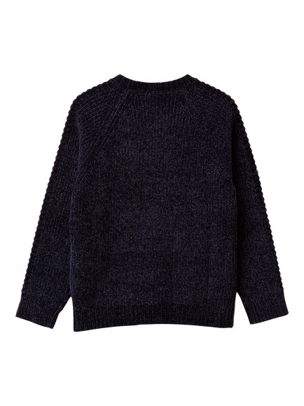 Benetton Kids' Crew Neck Knitted Sweater - view 2, Blue