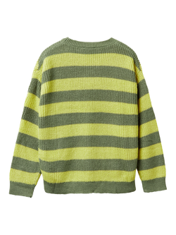 Benetton Kids' Chunky Knit Crew Neck Striped Sweater - view 2, Green