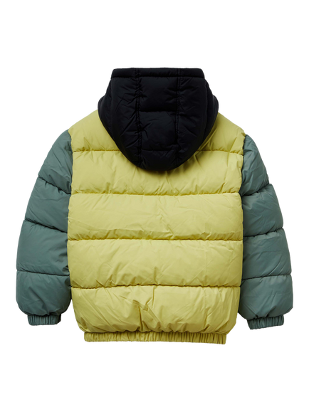 Benetton Kids' Colour Block Hooded Puffer Jacket, Multicolour - view 2, Multicolor