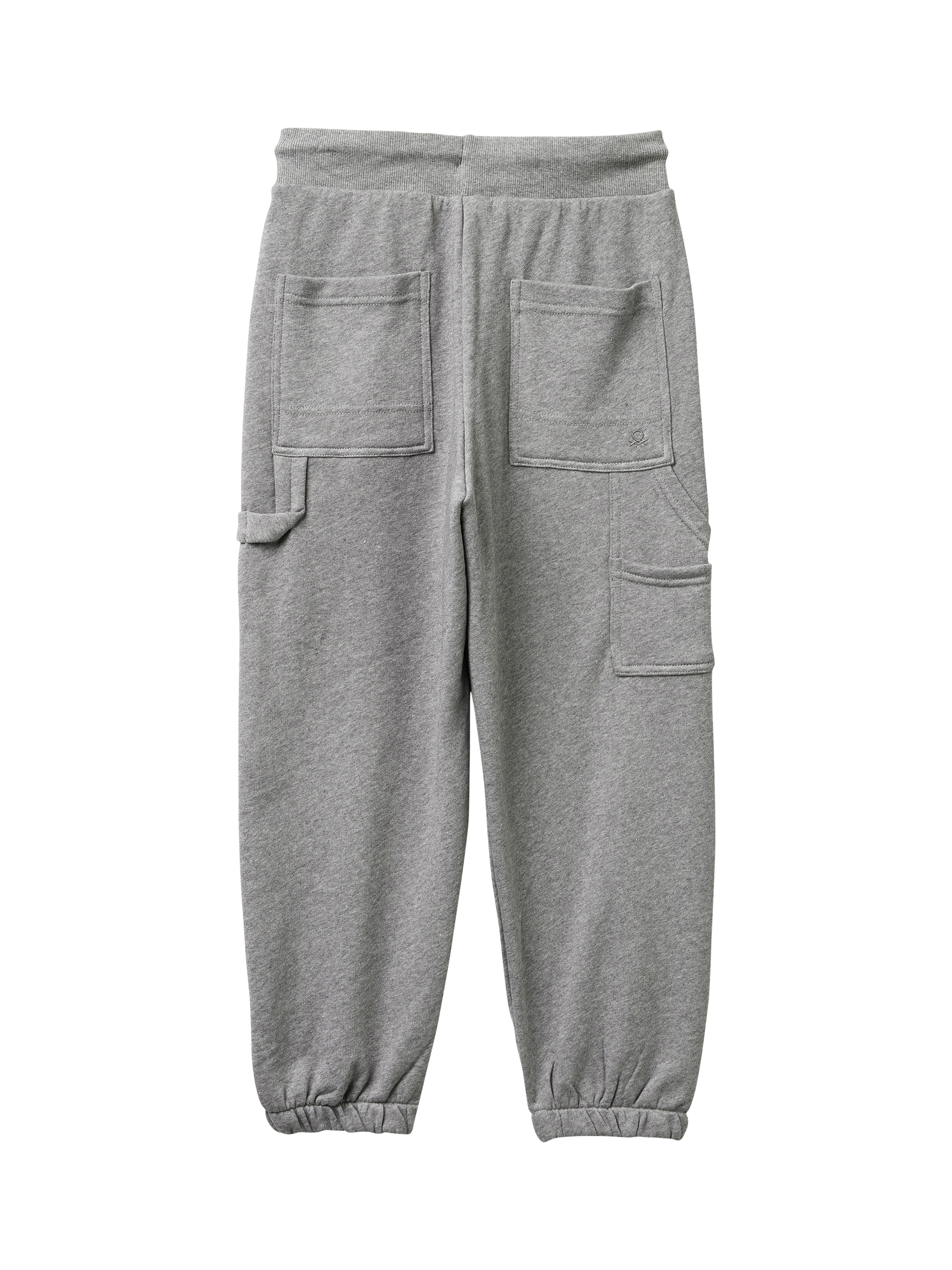 Product image 2 of 3, which shows Benetton Kids' Cotton Fleece Drawstring Trousers, Grey, 6-7 years