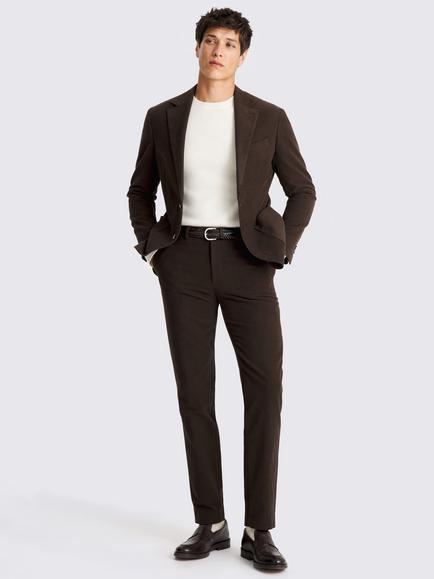Moss Single Breasted Moleskin Formal Jacket - view 2, Brown