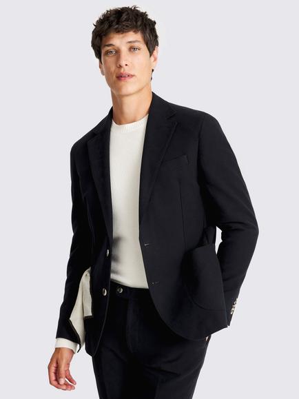 Moss Single Beasted Moleskin Formal Jacket, Navy