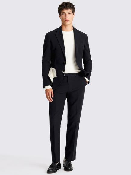 Moss Single Beasted Moleskin Formal Jacket - view 2, Navy