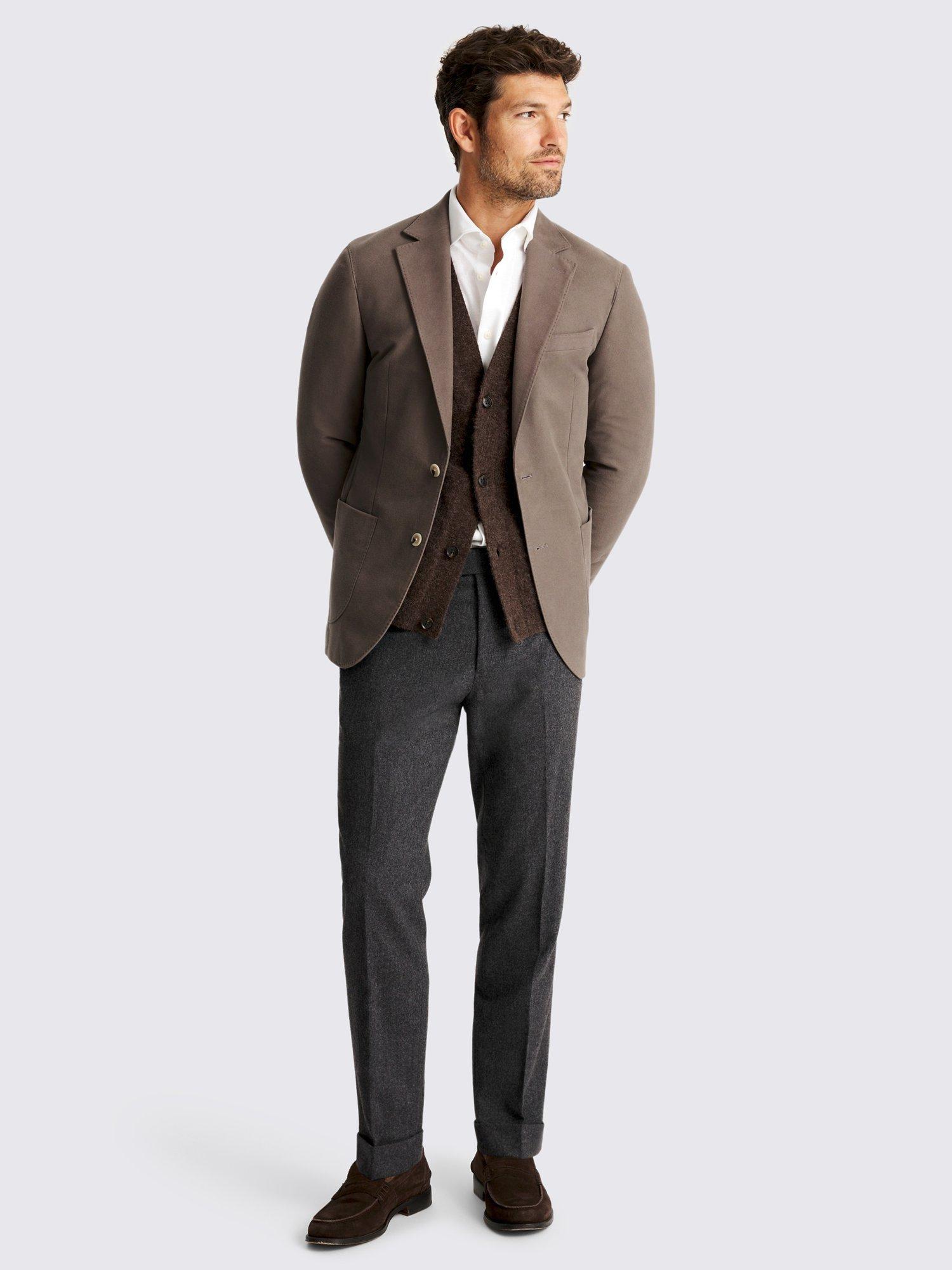 Product image 2 of 5, which shows Moss Single Beasted Moleskin Formal Jacket, Taupe, 36S