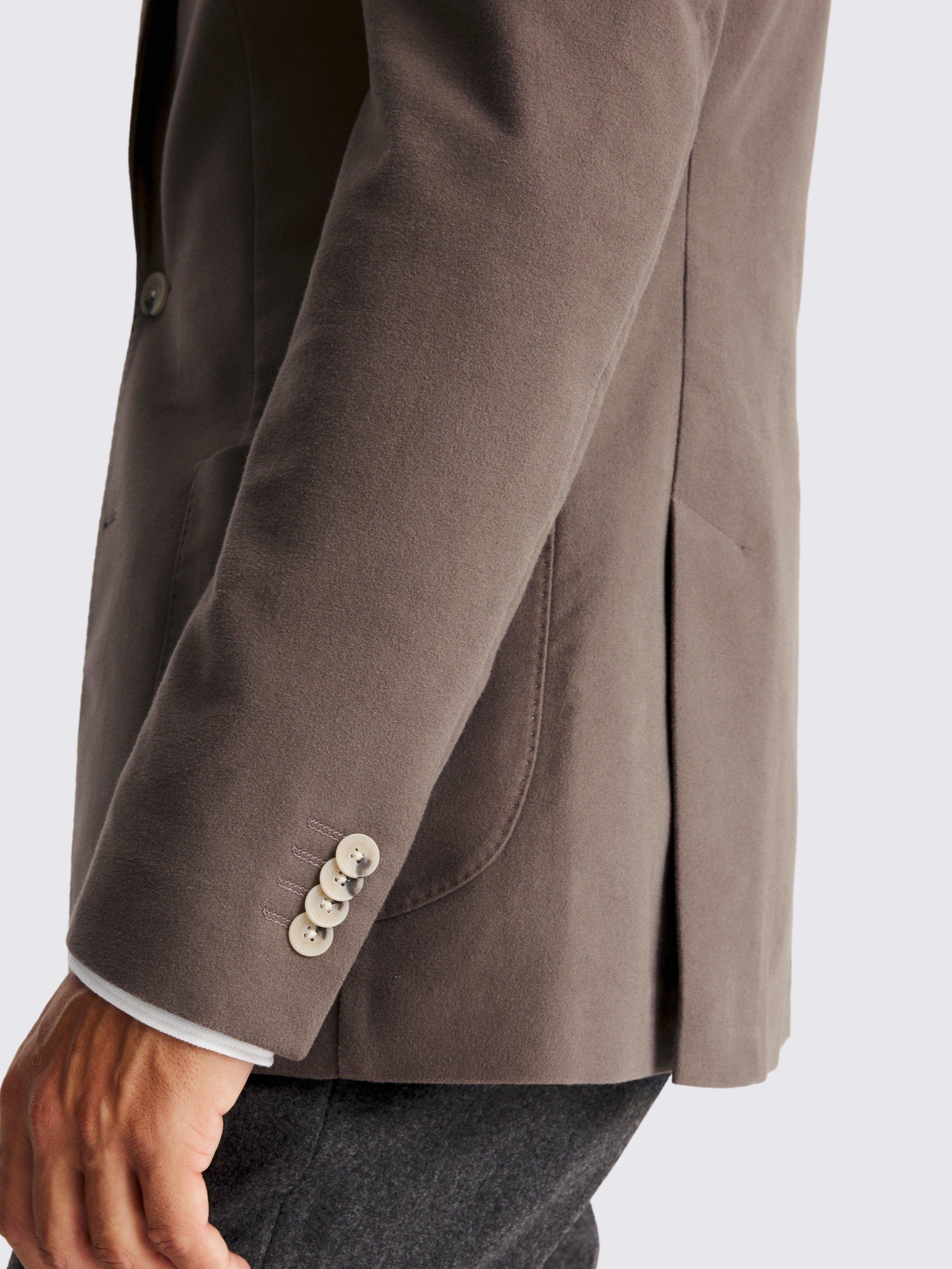 Product image 4 of 5, which shows Moss Single Beasted Moleskin Formal Jacket, Taupe, 36S