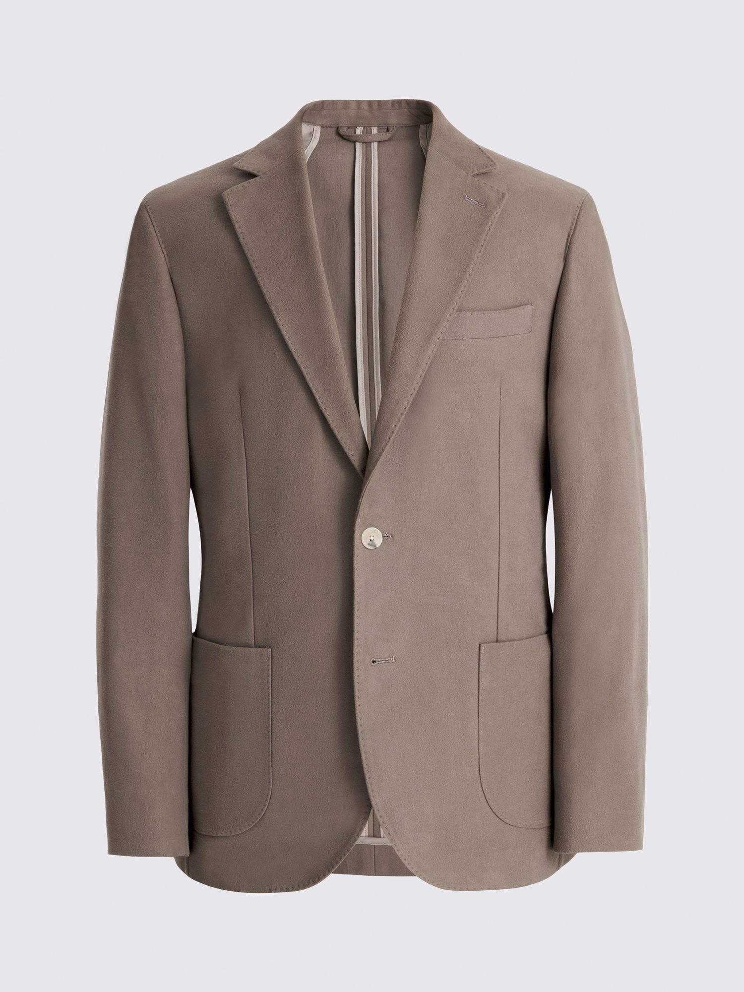 Product image 5 of 5, which shows Moss Single Beasted Moleskin Formal Jacket, Taupe, 36S