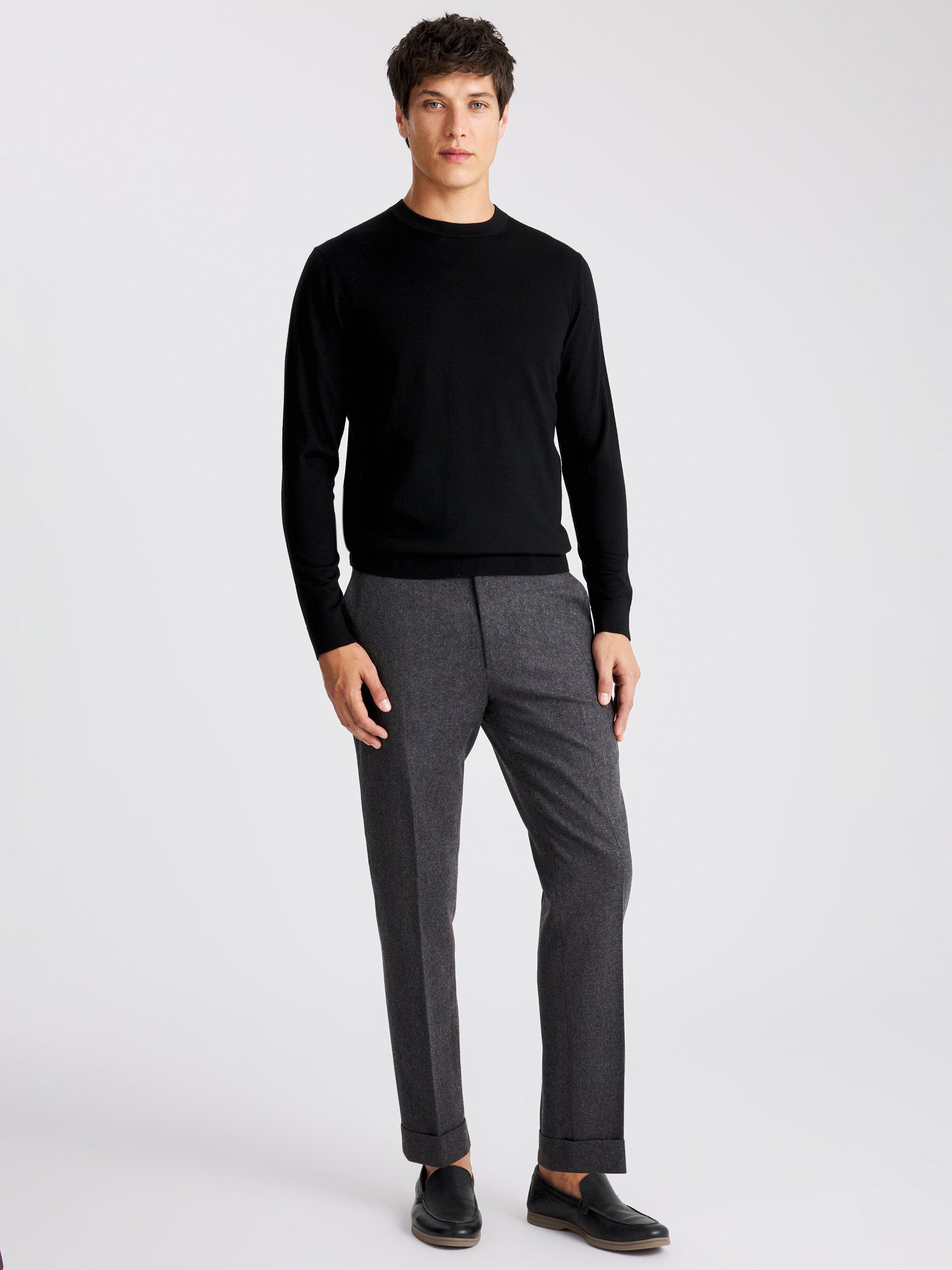 Product image 2 of 4, which shows Moss Merino Crew Neck Jumper, Black, S