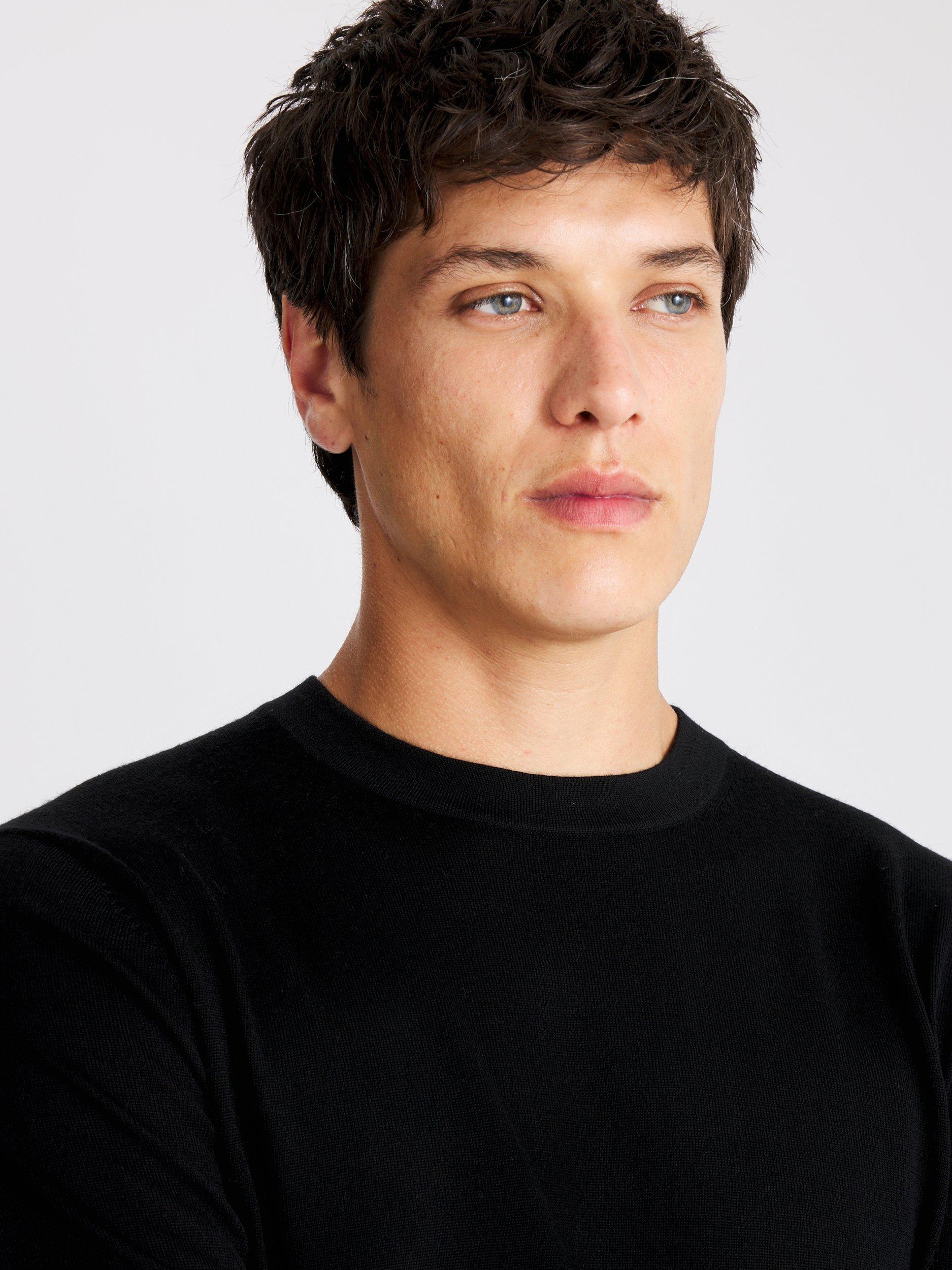 Product image 3 of 4, which shows Moss Merino Crew Neck Jumper, Black, S