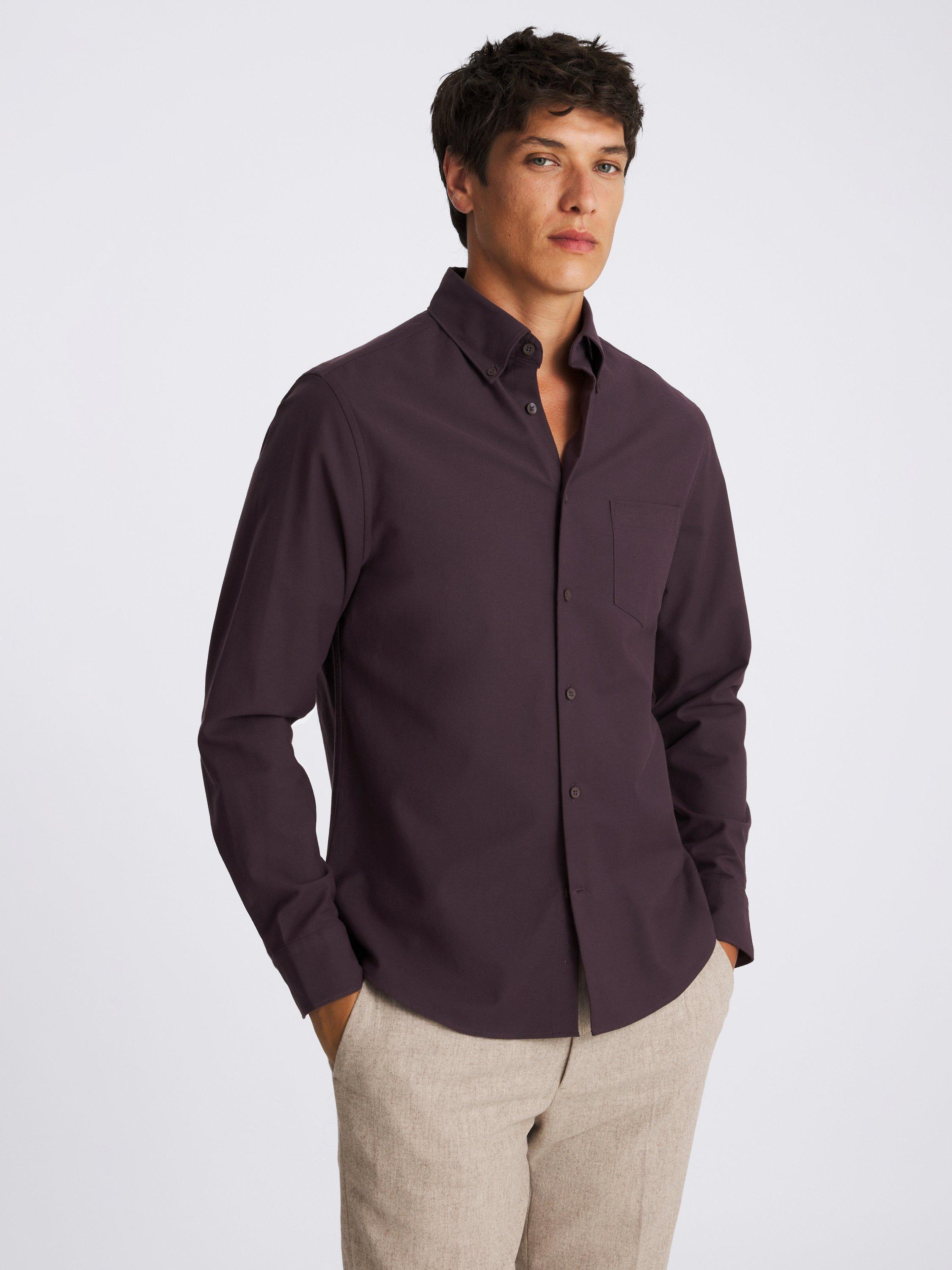 Product image 1 of 4, which shows Moss Washed Oxford Shirt, Purple, S