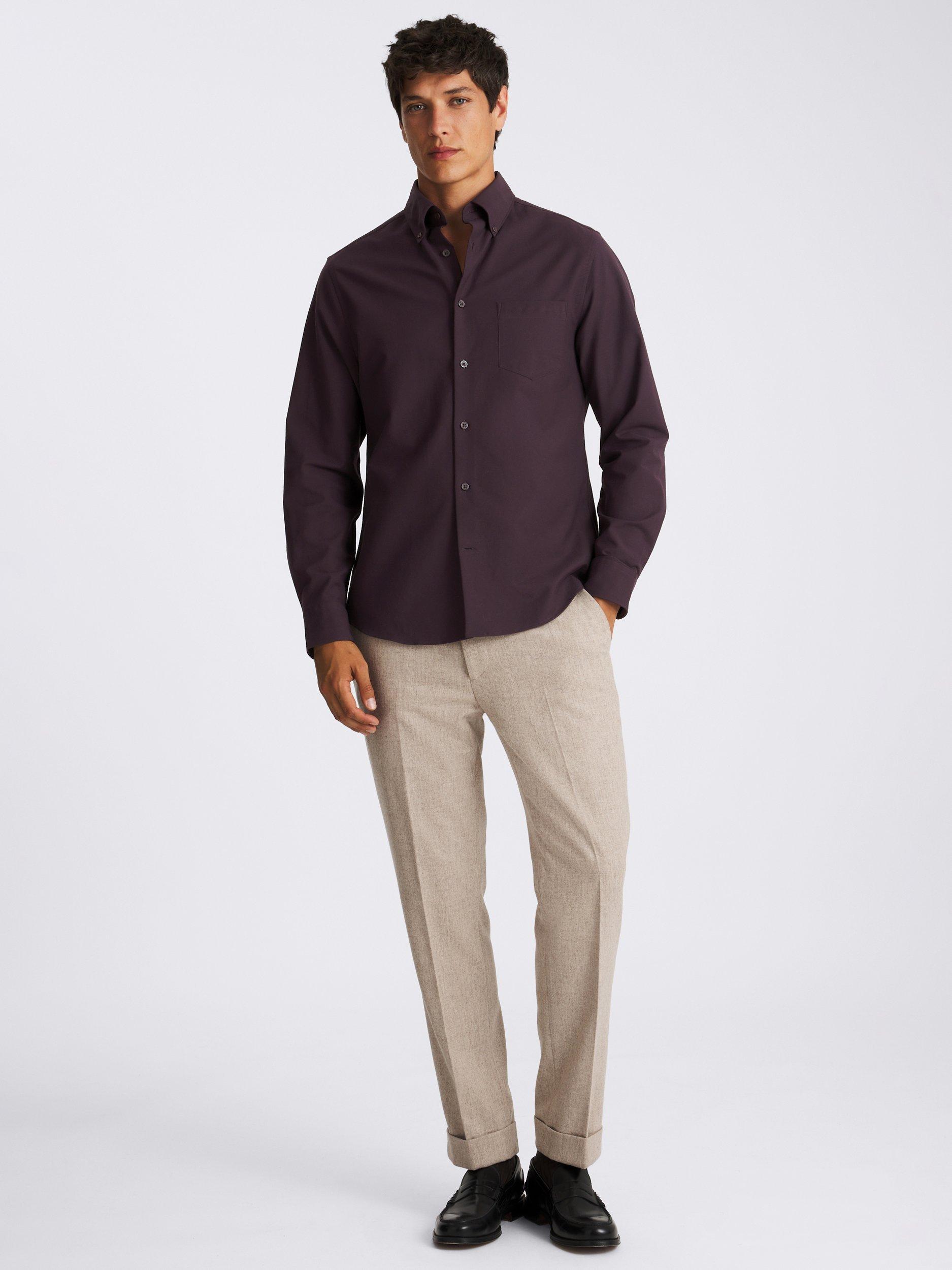 Product image 2 of 4, which shows Moss Washed Oxford Shirt, Purple, S