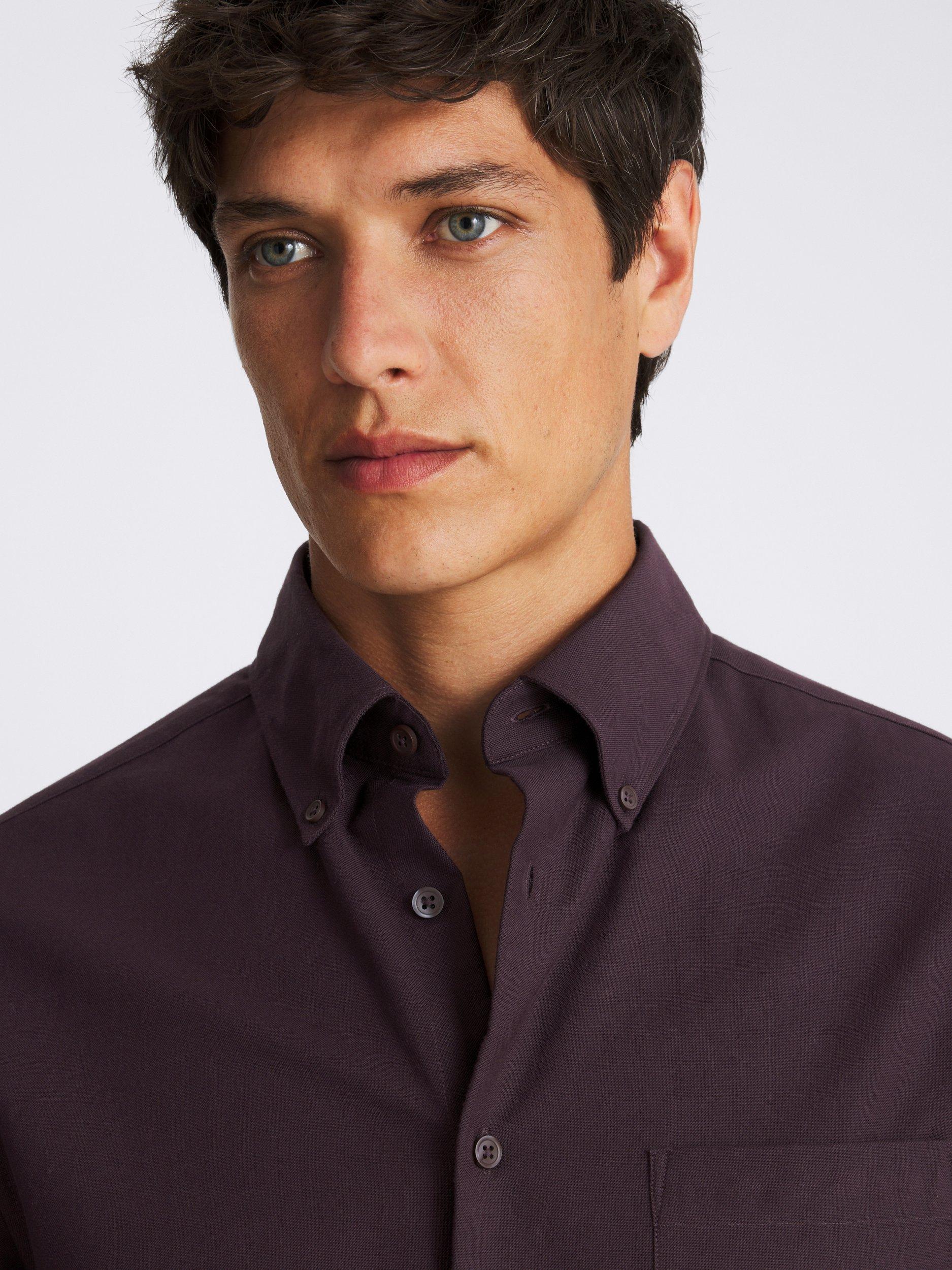 Product image 3 of 4, which shows Moss Washed Oxford Shirt, Purple, S