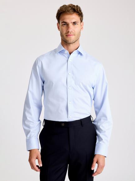 Moss Regular Fit Cotton Non-Iron Stripe Shirt, Sky, Sky