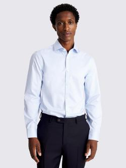 Moss Cotton Slim Fit Stripe Shirt, Sky Blue/White, Sky Blue/White