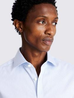 Moss Cotton Slim Fit Stripe Shirt, Sky Blue/White - view 2, Sky Blue/White