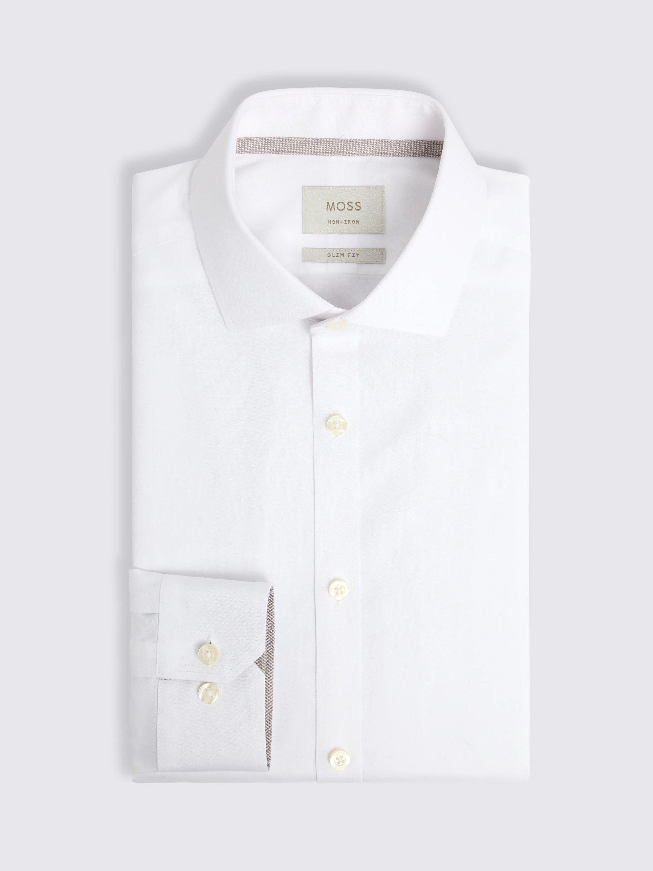 Product image 4 of 4, which shows Moss Slim Pinpoint Oxford Shirt, White, 13.5