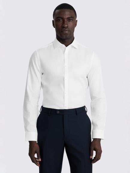 Moss Slim Fit Cotton Royal Oxford Non-Iron Shirt, White